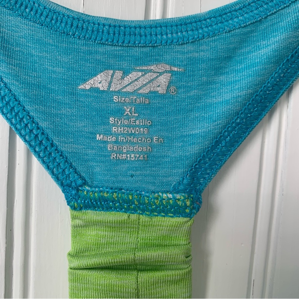 Avia (XL) Racerback Tank Top Teal with Lime Green strap on back - Picture 2 of 5